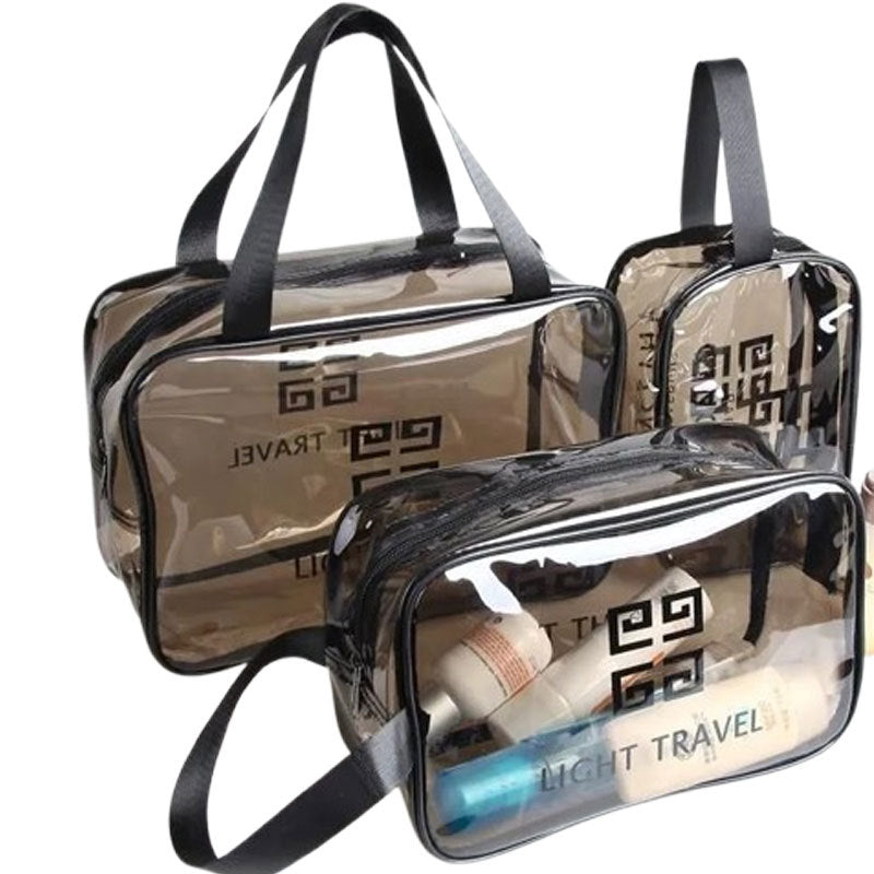 Transparent Waterproof Cosmetic Bag with Dry-Wet Separation for Travel and Daily Use