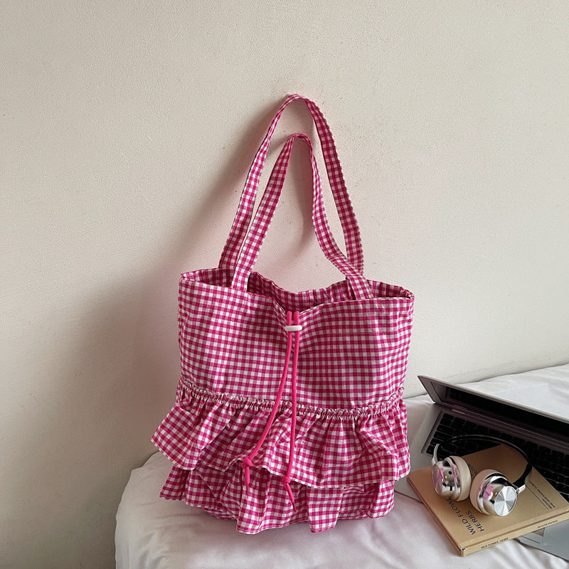 Tote Cloth Bags Women's New Commuter Plaid Fashion Simple Large Capacity Shoulder Bag
