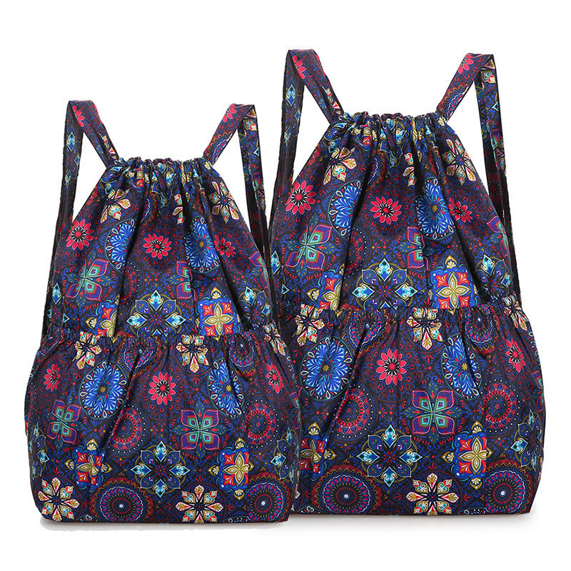 Women's Backpack Fashion Drawstring Backpack Hot Air Balloon Printing Lightweight and Large Capacity Suitable for Daily Travel