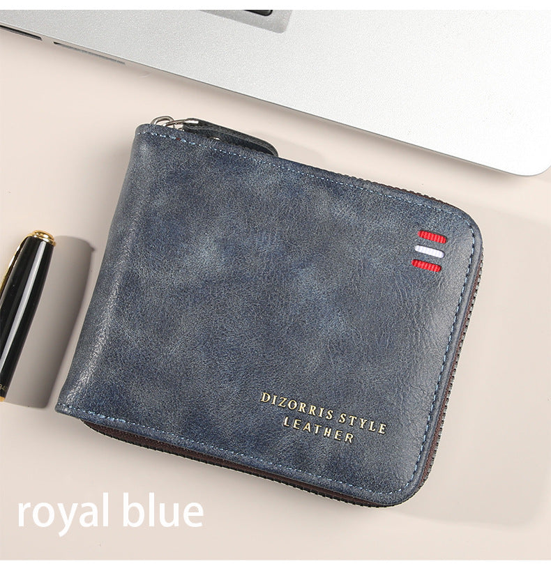 Retro PU Leather Men's Wallet with Zipper and Expandable Design for Daily Use