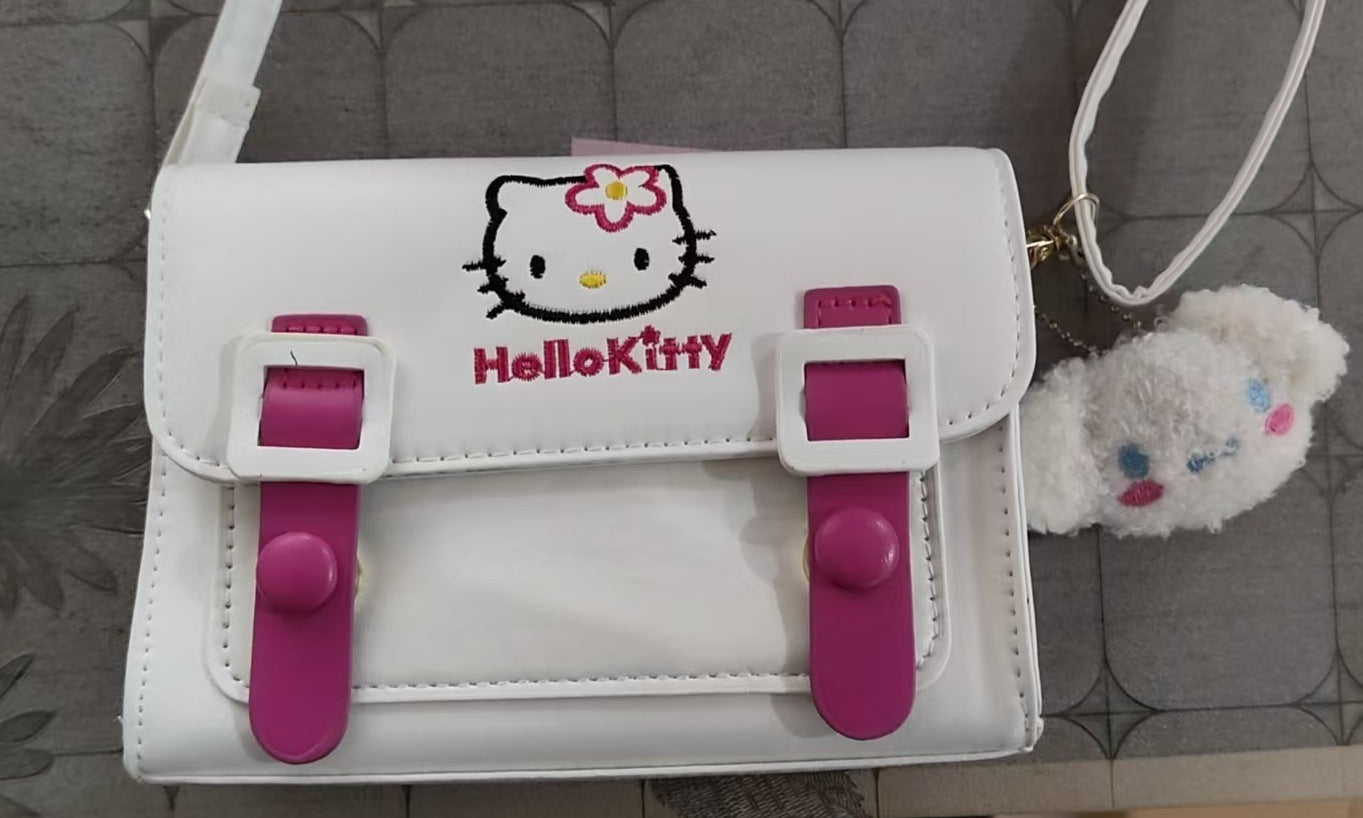 Cute Hellokitty Embroidered Shoulder Messenger Bag Contrast Color Everyday Joker Fashion Small Square Bag