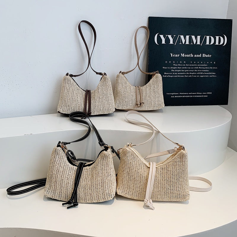 Women's Straw Shoulder Bag Fashionable New Unique and Exquisite Spring Versatile Texture High Class Elegant Crossbody Bag