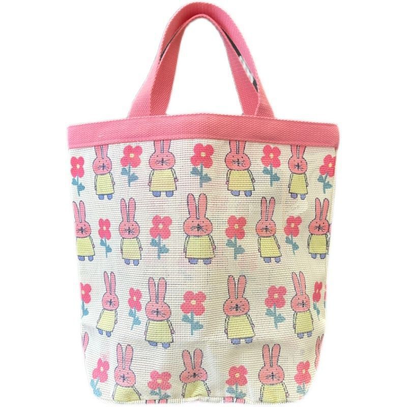 New Korean Style Fresh Floral Fashion Mesh Bag Portable Storage Cute Flower Picnic Bag