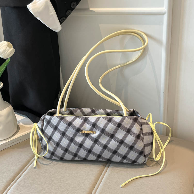 Good-looking Plaid Shoulder Bag Women's New Simple Casual Underarm Bag Zipper Closure with Mobile Phone Bag Practical Versatile Handbag