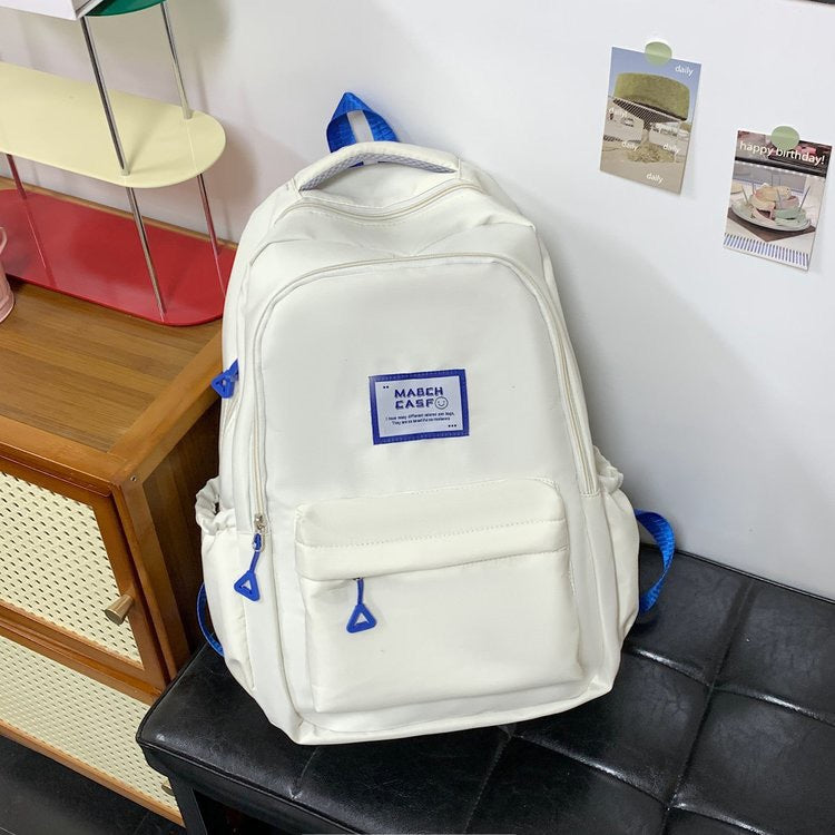 Minimalist High-Capacity Backpack for Students and Daily Use with Fashionable Letter Design