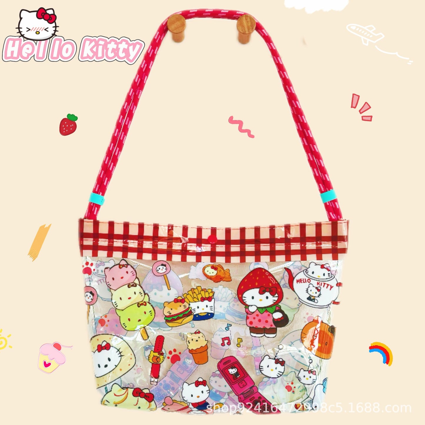 Cute Cartoon PVC Tote Bag with Waterproof Design, Large Capacity Shoulder Bag for Women and Girls, Perfect for Beach and Daily Use