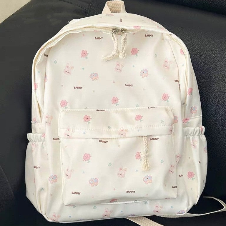 Cute Bunny Garden Backpack for Girls - Lightweight, Waterproof, and Stylish School Bag with Multiple Pockets