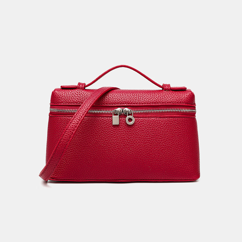 Lunch Box Bag PU Leather Women's Simple All-Match Shoulder Crossbody Box Bag Niche Temperament Women's Bag