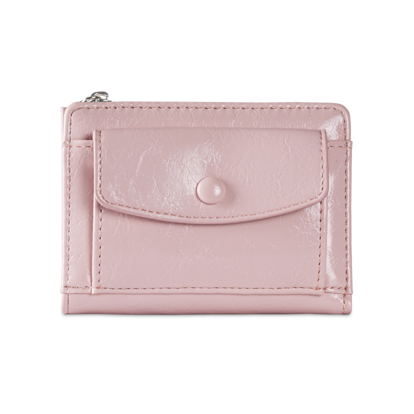 Retro Oil Wax Skin Red Short Wallet Female Multi-Card-Slot Card Holder Student Zipper Multifunctional Wallet