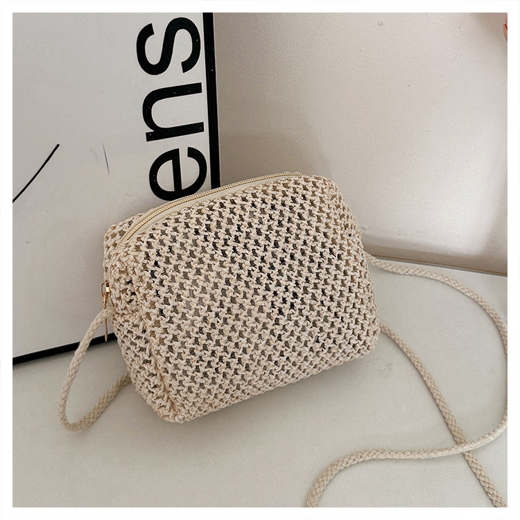 Summer Mini Hand-Woven Bag Women's New Trendy Fresh Pastoral Style Crossbody Straw Bag Small Square Bag
