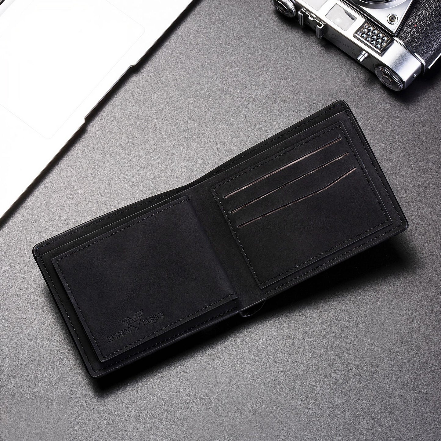 Stylish Men's Bi-Fold Wallet with Multi-Card Slots and Durable PU Leather Design