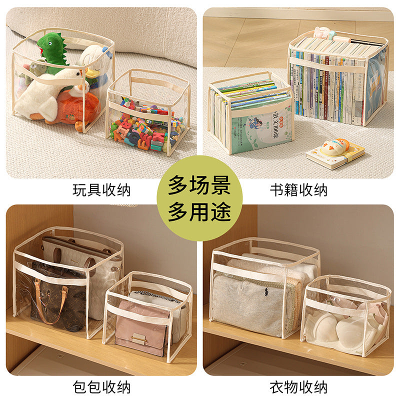 Transparent Storage Basket for Toys and Daily Essentials, Waterproof and Foldable Design with Large Capacity