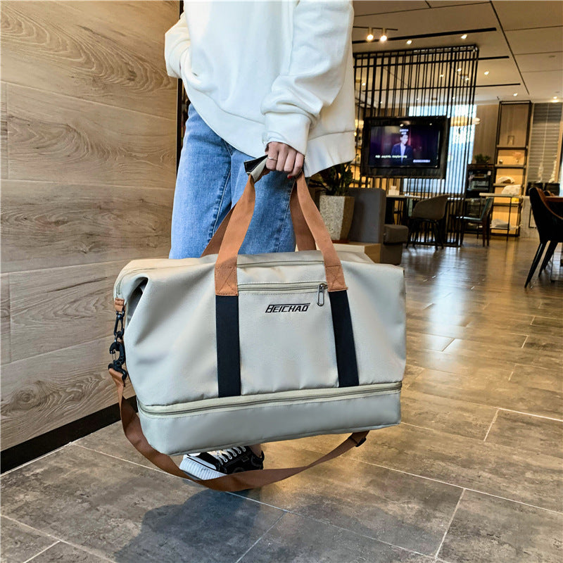 New Gym Bag Dry Wet Separation Large Capacity Independent Shoe Warehouse Business Trip Gym Bag Coverable Handle Travel Bag