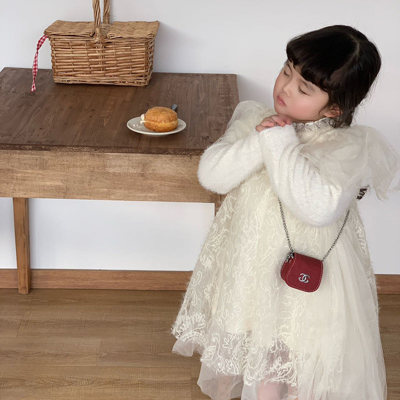 Mini Children Pouch All-Match Chic Chanel-Style Princess Chain Crossbody Change Earphone Bag Girls' Single-Shoulder Bag Tide
