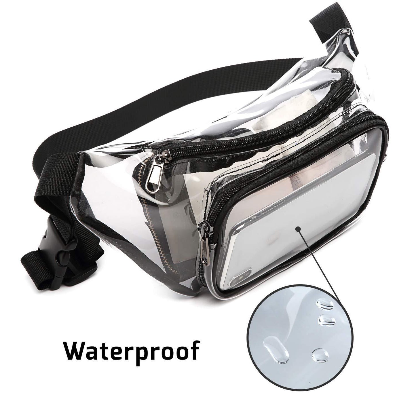 Transparent PVC Waist Bag Workout Waterproof Storage Bag Crossbody Sports Outdoor Running Pouch Travel