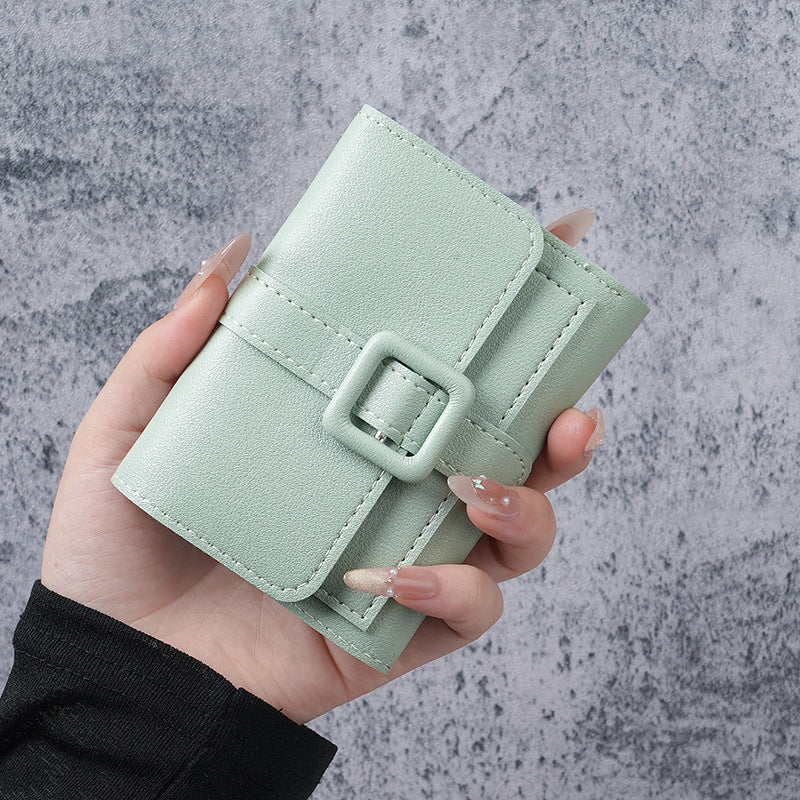 2025 New Women's Compact Wallet with Buckle Design, Minimalist Korean Style, Perfect for Daily Use and Student Fashion