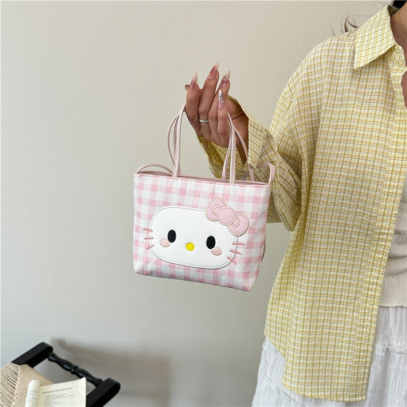 Cute Cartoon Hello Kitty Tote Bag with Polka Dot Design, Soft PU Material, Perfect for Daily Use and Fashionable Outings