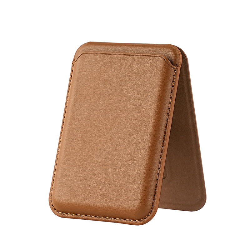 Magnetic Card Holder Stand for Apple 16Pro Max, Magsafe Strong-Magnet Phone A- Frame Stand with Card Slot Leather Case