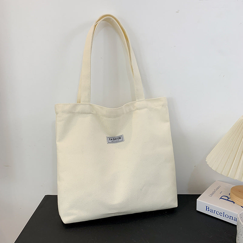 Stylish Oversized Tote Bag for Women, Thick Washed Canvas with Fashion Logo Patch, Perfect for Daily Commute and Shopping