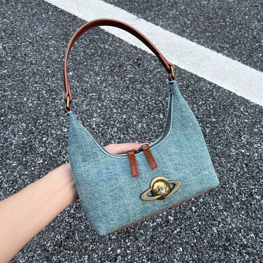 2024 New Vintage Denim Crossbody Bag with Magnetic Clasp and Card Pocket, Perfect for Daily Commute and Street Style