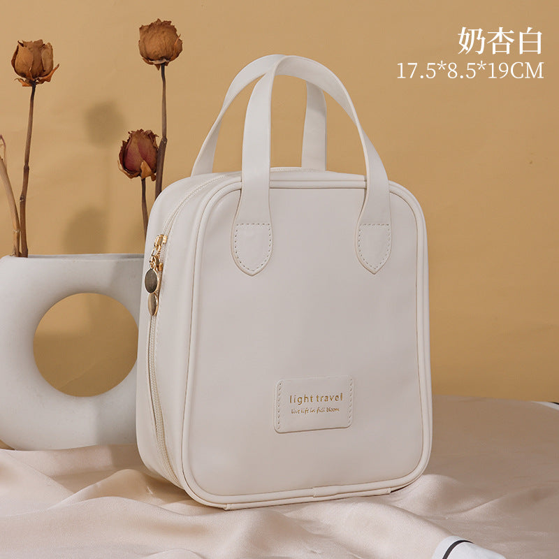 Elegant PU Travel Cosmetic Bag with Large Capacity and Fashionable Design for Makeup and Toiletries Storage