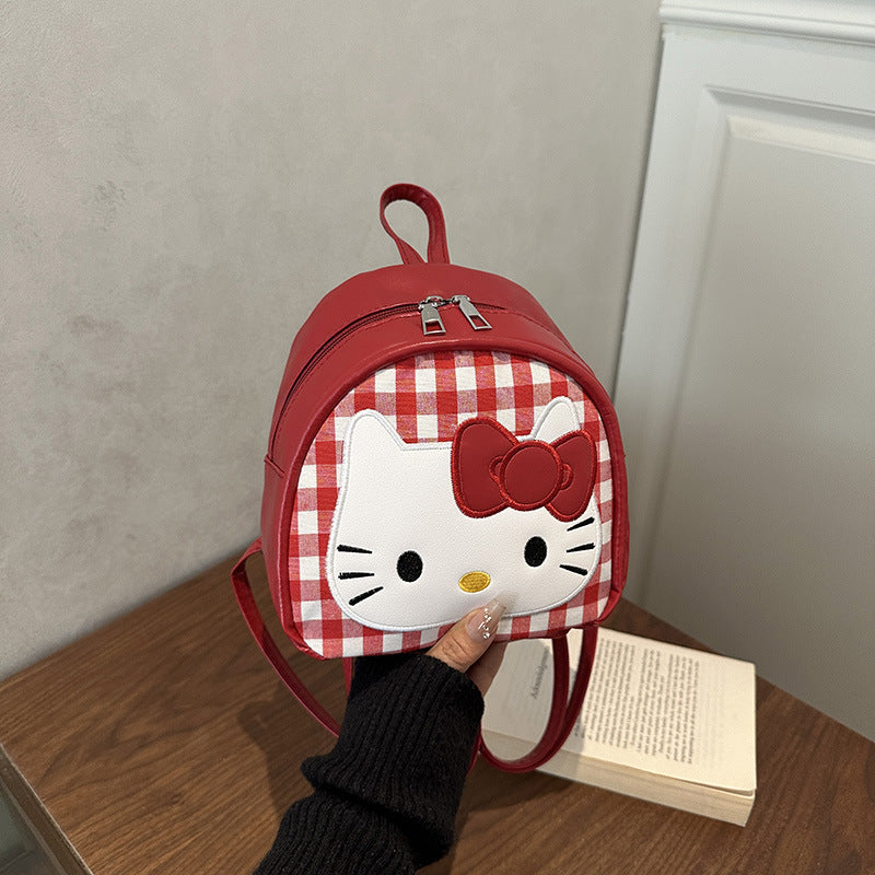 Backpack Women's Cat Plaid New Leisure Commute Shopping Simple Casual Korean Style Backpack