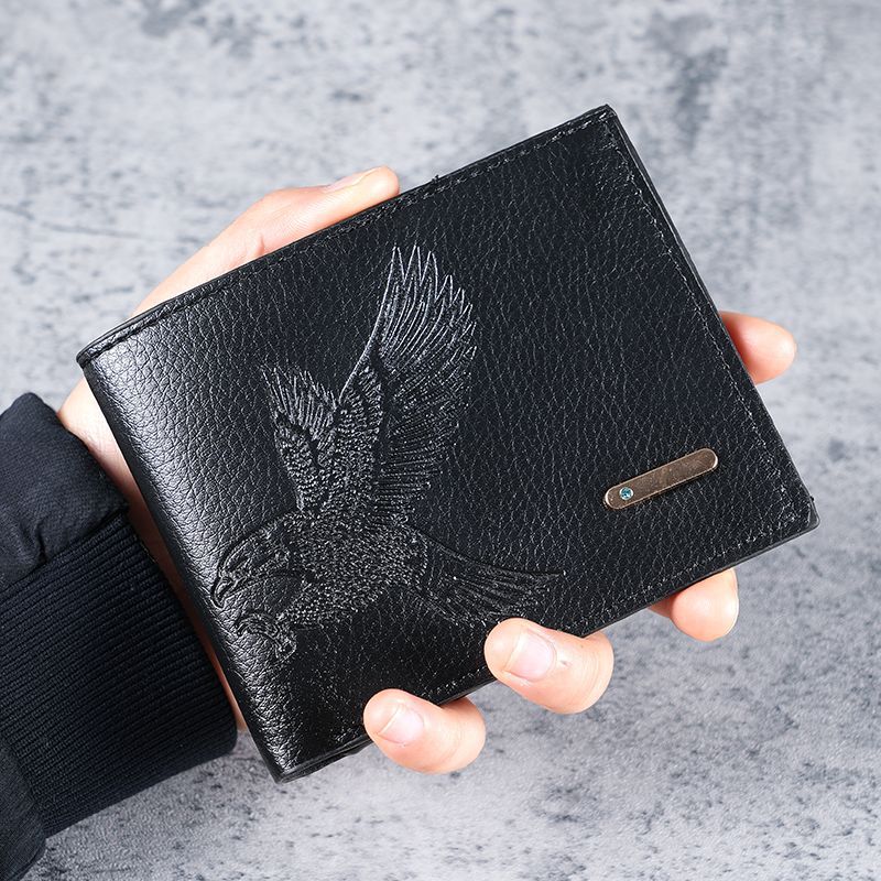 Short Men's Wallet Thin Good-looking Eagle Pattern Student Youth Soft Leather Coin Purse