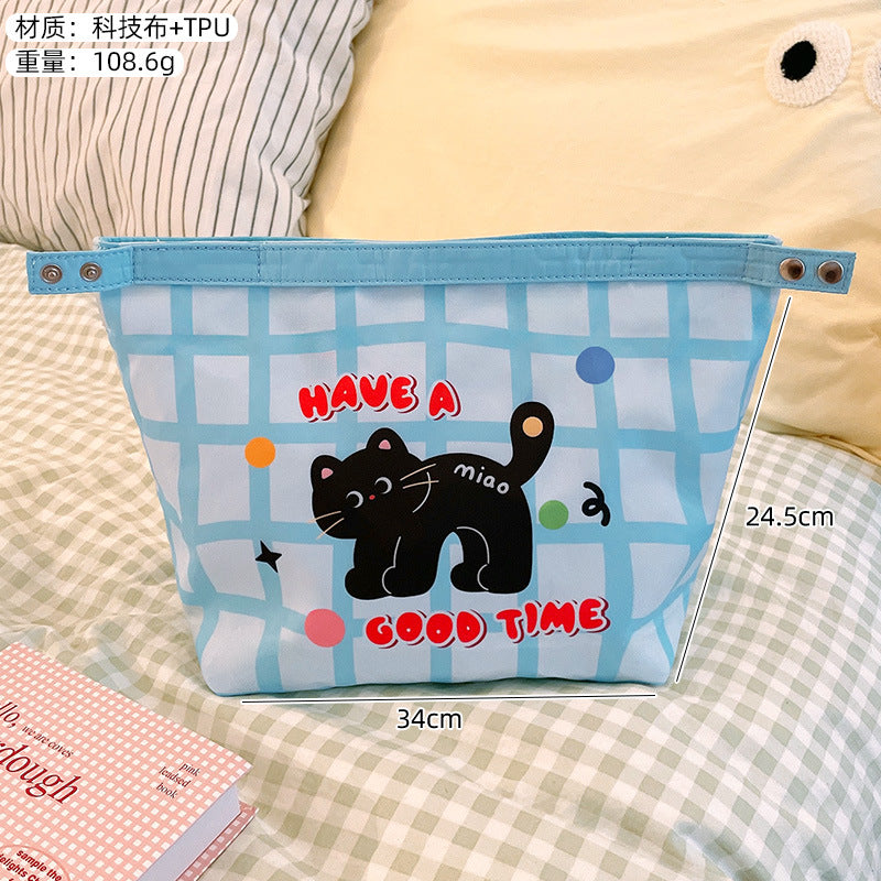 Cute Cat Design Insulated Lunch Bag with Large Capacity for Office and School Use
