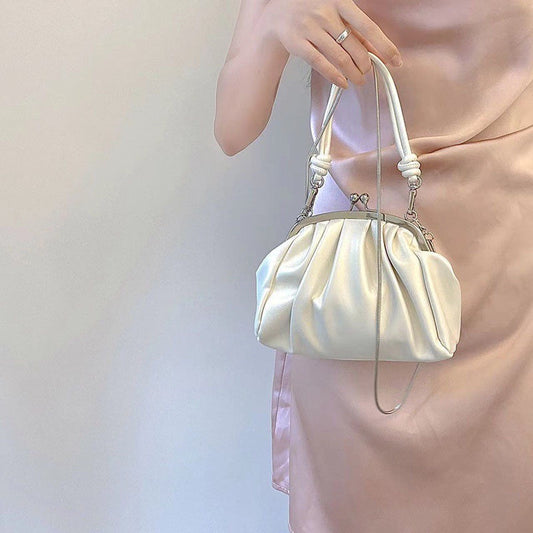 Girl Cute Pleated Clip Bag High-Grade Chain Bag New Summer Portable Crossbody Dumpling Bag
