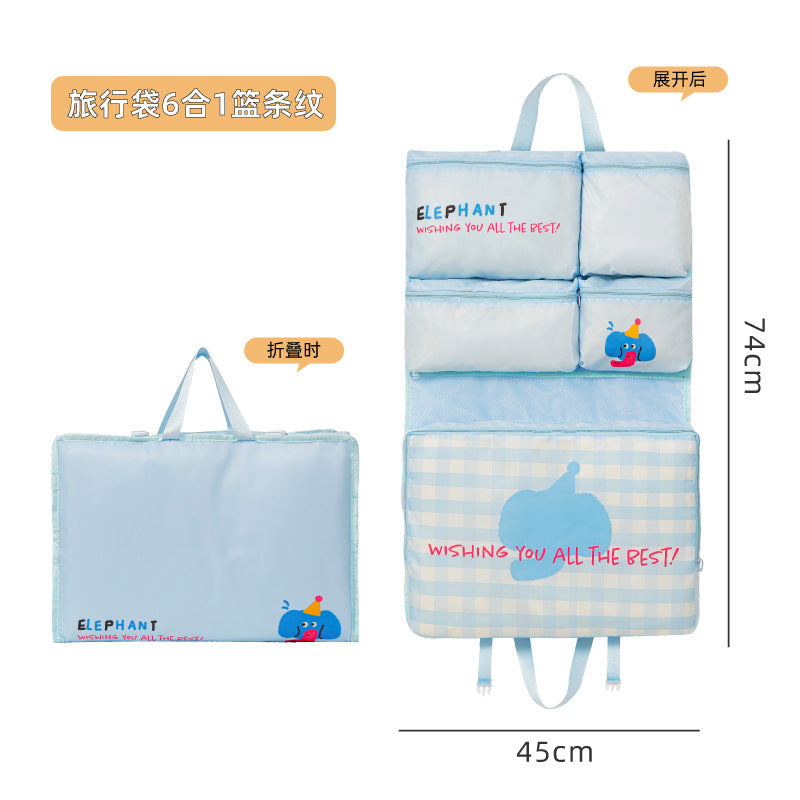 6-in-1 Travel Organizer Bag with Cute Puppy Design for Clothes, Toiletries, and Accessories - Foldable and Compact