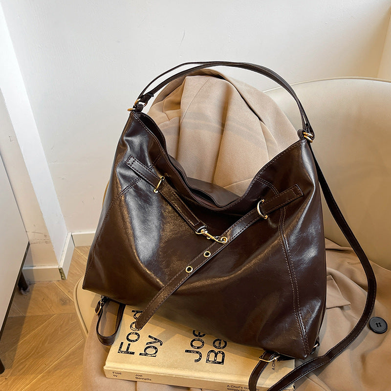 PU Leather Crossbody Backpack Women's Large Capacity Chain Design Street Trend Daily Matching Shoulder Bag
