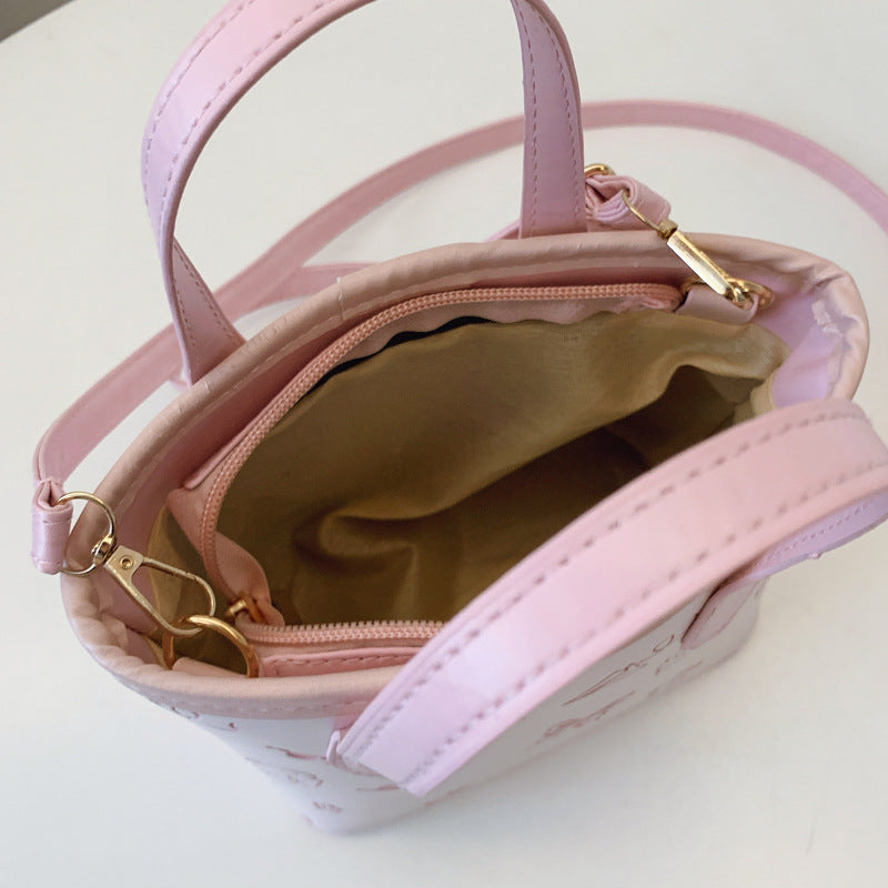 Contrast Color Small Bags Women's New All-Match Messenger Bag Embossed Portable Bucket Bag