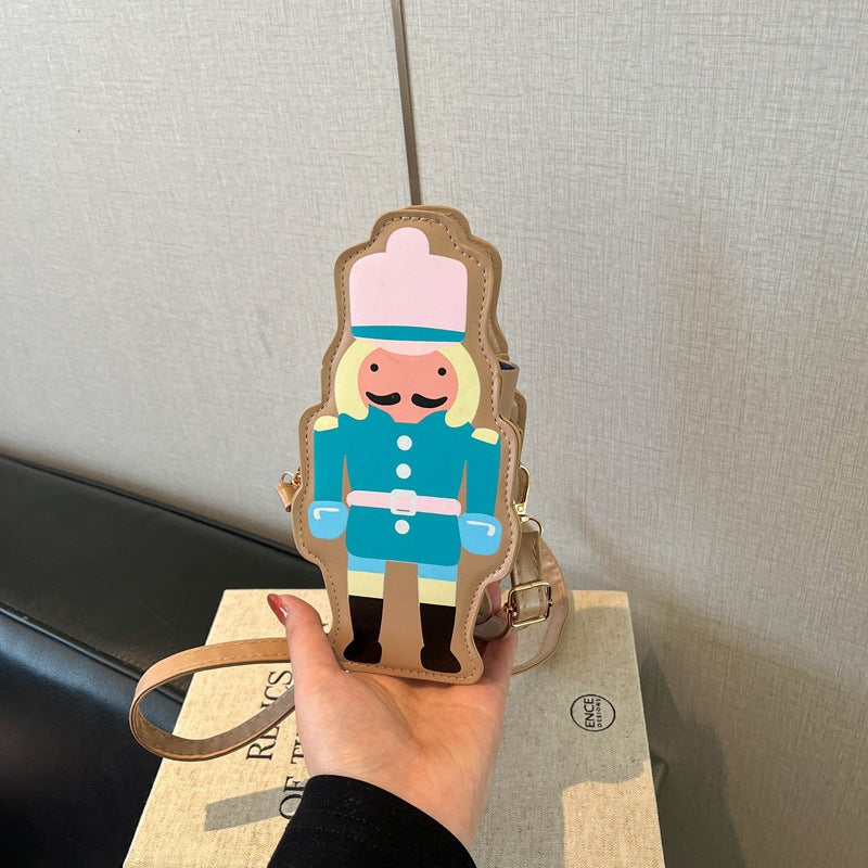 Cute Cartoon Soldier Design Crossbody Bag for Women, Fashionable and Stylish Daily Accessory with Soft PU Material and Zipper Closure