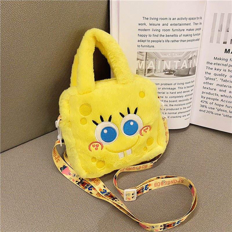 New Cartoon Cute SpongeBob Doll Crossbody Bag Cinnamoroll Babycinnamoroll Girl Plush Toy Bag