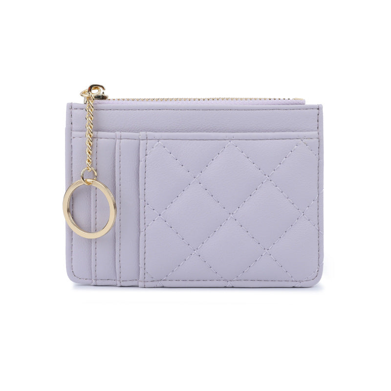Rhombus Card Holder for Women with Keychain Multiple Card Slots Lightweight Storage European and American Retro Everyday Joker