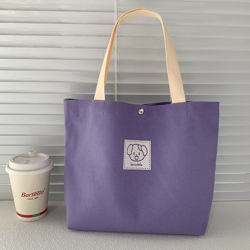 Cute Cartoon Canvas Tote Bag for Daily Use, School, Lunch, and Gift Packaging - Stylish and Practical Handheld Bag