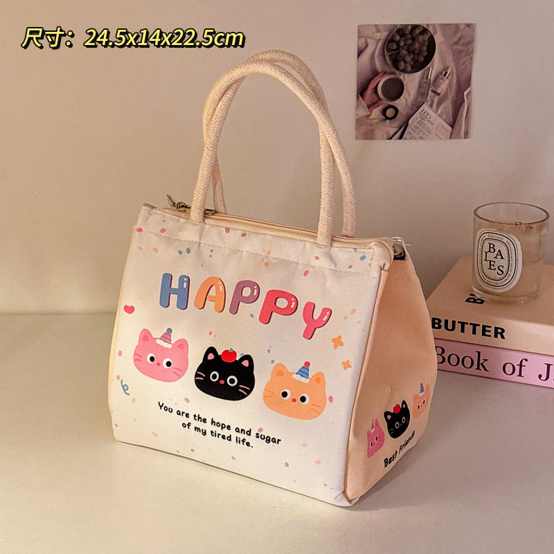 Tote Bag Good-looking Lunch Bag Female Cute Student Lunch Box Bag Rice Bag Insulated Lunch Box