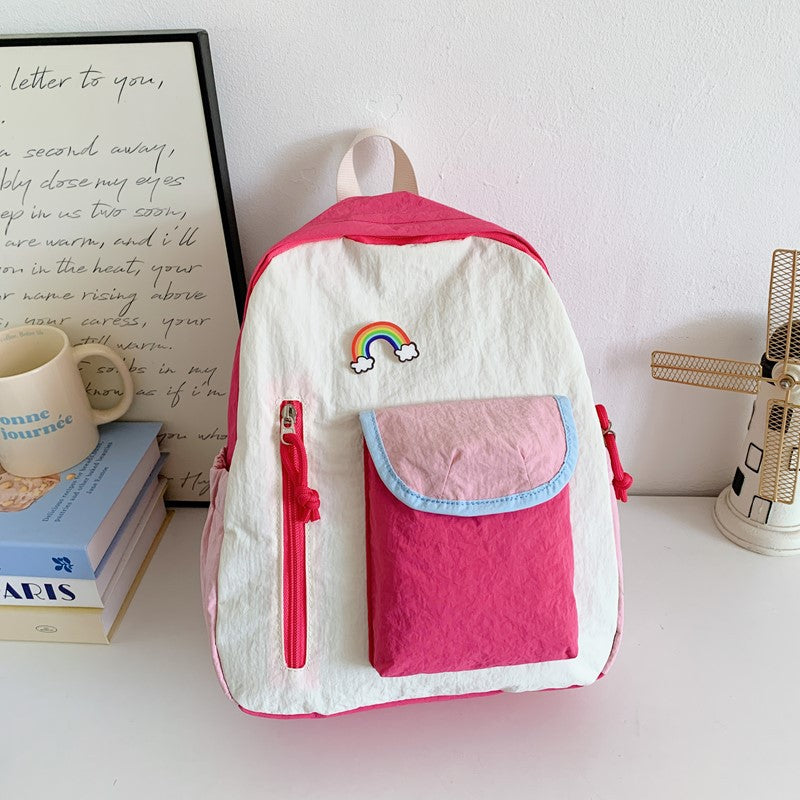 New Western Style Children's Rainbow Backpack Boys and Girls Casual Cute Kindergarten Backpack