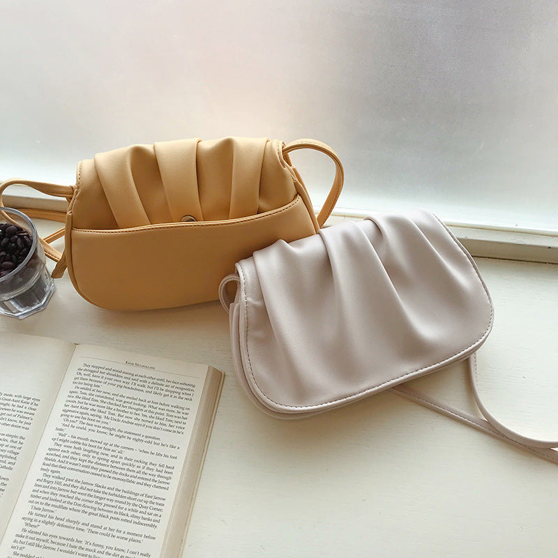 2025 Trendy Pleated Crossbody Bag for Women, Fashionable Small Square Shoulder Bag with Magnetic Closure and Inner Pockets
