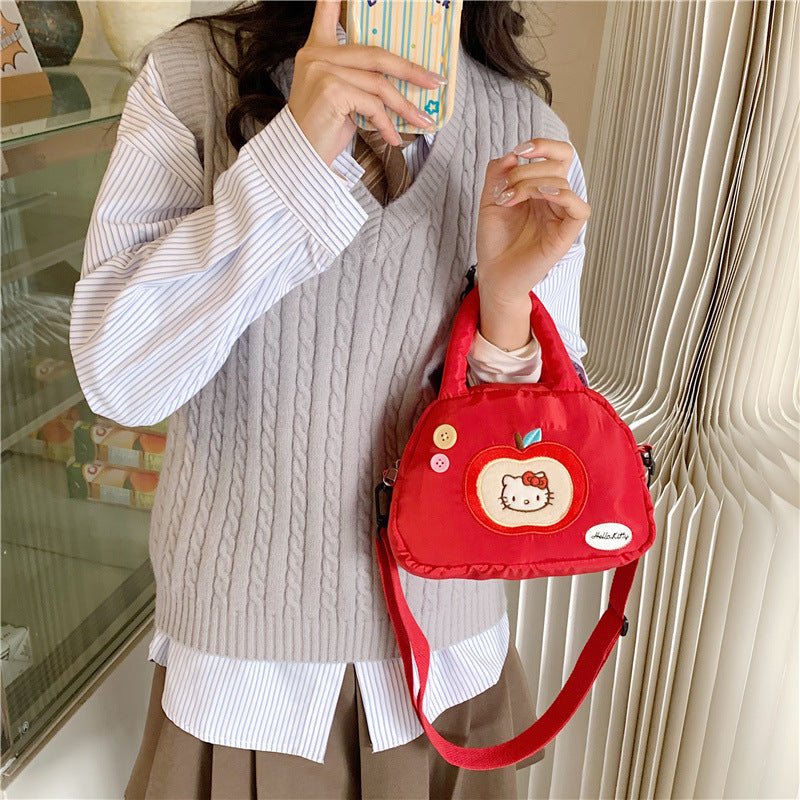 Women's Cross-Body Bag Handbag Cute Hello Kitty Apple Shape Storage Bag Cosmetic Bag Coin Purse