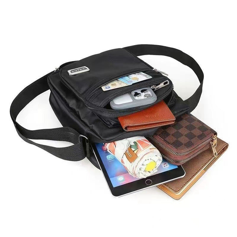 Men's Fashion Messenger Bag Multi-Layer Zipper Design Waterproof Business Casual All-Match Practical Shoulder Bag