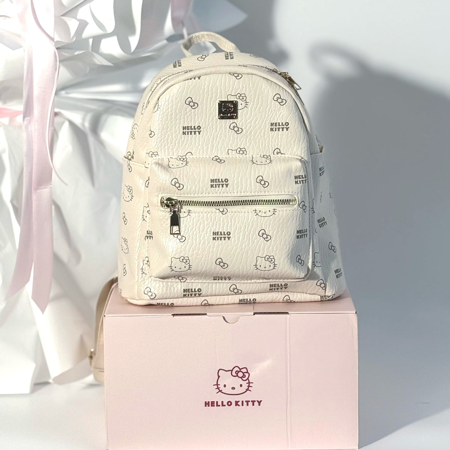 Cute Hello Kitty Print Backpack for Women, Fashionable Campus Style with Large Capacity and Waterproof PU Material