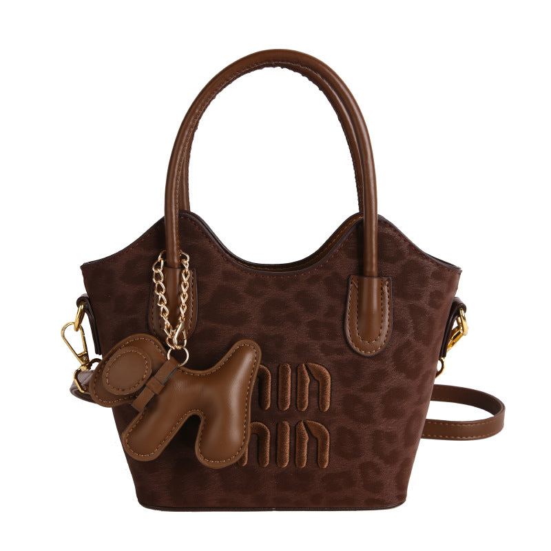 Western Style Messenger Bag Women's High-Grade Fashionable Letter Leopard Print Hand Bag Large Capacity Trendy One-Shoulder Bag