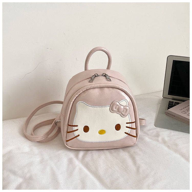 Cute Kitty Small Backpack for Girls Cartoon Backpack Japanese and Korean Style Cute Design with Bow Pendant Essential for Daily Travel
