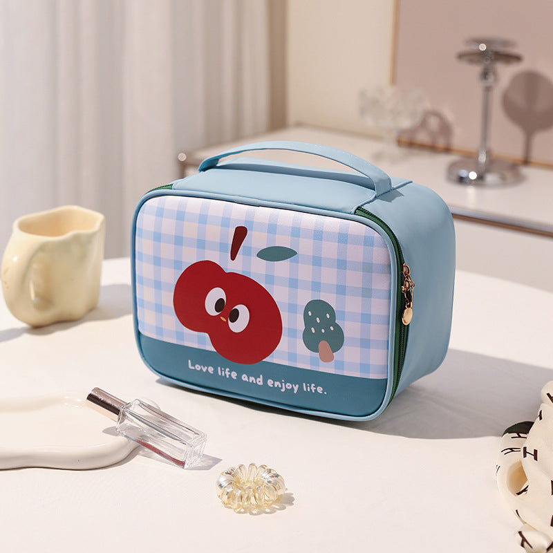 Cute Animal Print Women's Cosmetic Bag Plaid Design Waterproof Ultralight Portable Travel Storage Wash Bag