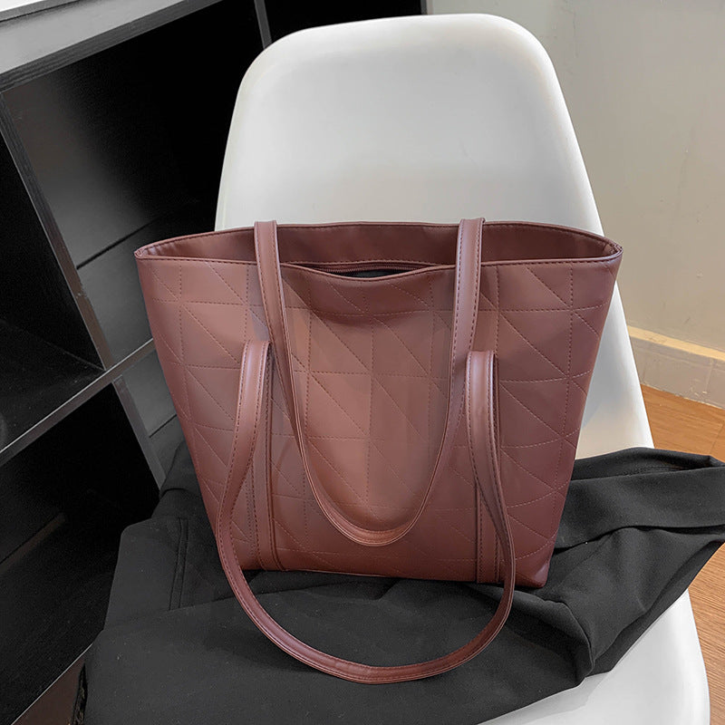 New Fashion Simple Large Capacity Totes Women's Geometric Stitching Design Everyday Joker One Shoulder Underarm Bag
