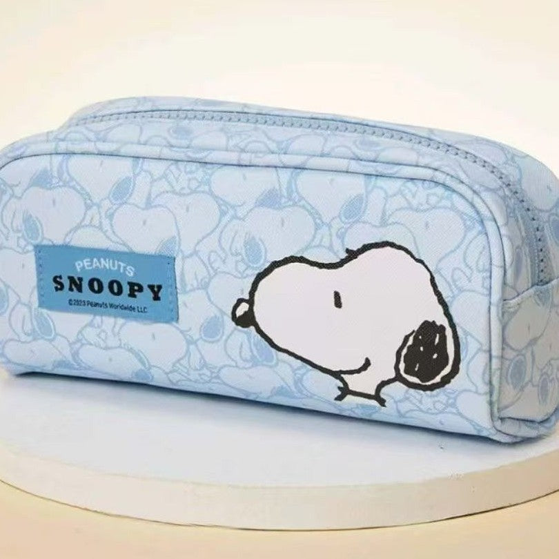 New-style snoopy pencil case with zipper cosmetic bag, japanese style simple blue snoopy cartoon pencil case