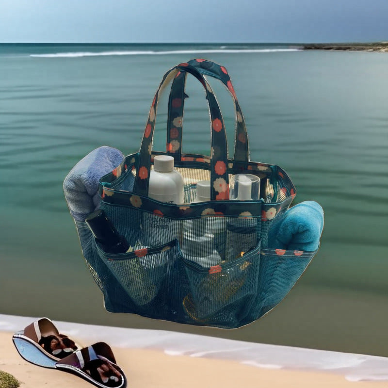 Mesh Tote Bag for Bathroom, Beach, Gym & Outdoor Use - Foldable, Breathable, Waterproof Storage Organizer