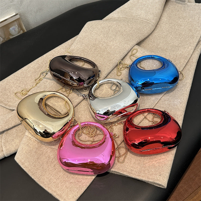 Trendy New Dinner Bag Women's Fashion Handbag Moon Bag Simple Solid Color Chain Messenger Bag Shoulder Bag