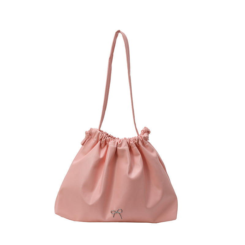 2025 New Fashion Drawstring Bucket Tote Bag for Women, Large Capacity Casual Shoulder Bag with Elegant Bow Design